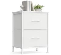SONGMICS BELLAH Collezione - Comodino con 2 Cassetti, Tavolini, per Camera da Letto, Acciaio, Set di 2, Moderno, Bianco Nuvola e Bianco Neve LGS112WH01