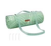 SONGMICS Coperta Picnic, 300 x 200 cm, 4 Picchetti Antivento, Grande Telo da Campeggio Parco Spiaggia, Impermeabile, Lavabile in Lavatrice, Pieghevole, Motivo a Foglie e Verde Menta GCM310C03