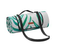 SONGMICS Coperta Picnic, 300 x 200 cm, Grande, Telo da Campeggio, Parco, Giardino, Spiaggia, Strato Impermeabile, Lavabile in Lavatrice, Pieghevole, Motivo a Felce e Grigio GCM100G02