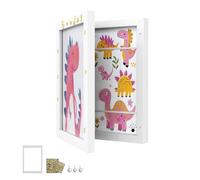 SONGMICS Cornice per Disegni di Bambini, Cornice A4, 8,5x11, Contiene fino a 150 Disegni, Vetro, Include Passepartout, Adesivi, Chiodi Senza Traccia, 34,5 x 25,5 cm, Bianco Opaco RPF052W01