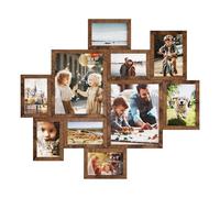 SONGMICS Cornice portafoto per collage, 10 cornici multiple da parete, due da 20 x 25 cm, quattro da 13 x 18 cm, quattro da 10 x 15 cm, montaggio senza attrezzi, marrone rustico RPF100MZ01