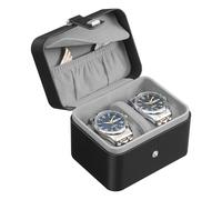 SONGMICS Custodia da viaggio per orologi a 2 scomparti, cuscino con spazio | BRIDIE Collection JWB029GD01 - Scatola per orologi, divisorio regolabile, tasca con patta, 10,1 x 12 x 8,5 cm