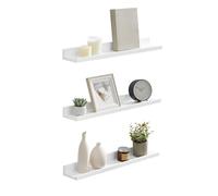 SONGMICS CUSTOS Collezione - Mensole da Muro, Set da 2, Mensole da Parete, Larghezza di 80 cm, Portaoggetti per Foto Decorazioni, Soggiorno Studio Bagno Cucina, Bianco LWS080W01V2
