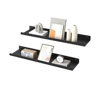 SONGMICS CUSTOS Collezione - Mensole da Muro, Set di 2 Mensole da Parete in Metallo, per Decorazioni e Cornici Fotografiche, 4 Viti Incluse, Disposizioni Multiple, Nero Inchiostro LFS014BH01