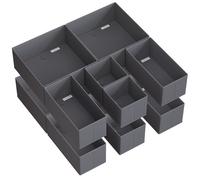 SONGMICS Divisore per Cassetti, Organizzatore per Armadio, Set di 12, Scatole di Stoccaggio Pieghevoli in TNT, per Calze, Biancherie, Reggiseni, Cravatte, Sciarpe, Grigio Ardesia RDZ006G03
