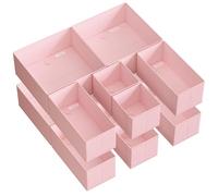 SONGMICS Divisore per Cassetti, Organizzatore per Armadio, Set di 6, Scatole di Stoccaggio Pieghevoli in TNT, per Calze, Biancherie, Reggiseni, Cravatte, Sciarpe, Rosa Pastello RDZ06PK