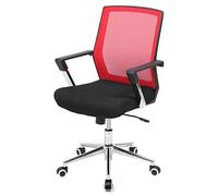 SONGMICS Girevole, Sedia da Scrivania a Rete, Altezza Regolabile, Inclinazione ad Ondeggiamento, Max Portata 110 kg, per Studio Ufficio, OBN83RD, Lega di Acciaio, Nero E Rosso, 6155102