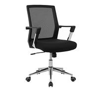 SONGMICS Girevole, Sedia da Scrivania a Rete, Altezza Regolabile, Inclinazione ad Ondeggiamento, Max Portata 150 kg, per Studio Ufficio, Nero OBN83B, Metallo, 6155102