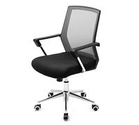 SONGMICS Girevole, Sedia da Scrivania a Rete, Altezza Regolabile, Inclinazione ad Ondeggiamento, Max Portata 110 kg, per Studio Ufficio, OBN83GY, Poliuretano, Nero E Grigio, 6155102