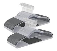 SONGMICS Grucce 50 Pezzi, Grucce Appendiabiti in Plastica, Antiscivolo, Salvaspazio, Spesso 0,5 cm, Largo 42 cm, Gancio Girevole a 360° Argento, Grigio Chiaro e Grigio Sicuro CRP20G50