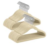 SONGMICS Grucce Appendiabiti Bambini, Set di 50 Grucce Salvaspazio con Ganci Girevoli a 360° Color Argento, in Velluto Antiscivolo per Armadio Cameretta, Beige Sabbia CRF027K05