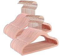 SONGMICS Grucce Appendiabiti Bambini, Set di 50 Grucce Salvaspazio con Ganci Girevoli a 360° Color Oro Rosa, in Velluto Antiscivolo per Armadio Cameretta, Rosa Pastello CRF027P01