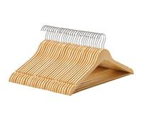 SONGMICS Grucce Appendiabiti in Legno, Set di 30, Antiscivolo, 44,5 cm | Appendini per Cappotti, con Scanalature sulle Spalle, Gancio Girevole a 360°, Naturale, Collezione CASON CRW031NL