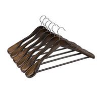 SONGMICS Grucce Appendiabiti in Legno, Spalle Larghe, Antiscivolo, 6 Pezzi | Appendini per Pantaloni, Organizzatore Armadio Salvaspazio, 44,5 x 23,5 x 5,5 cm, Marrone Scuro, Collezione CASON CRSH06V