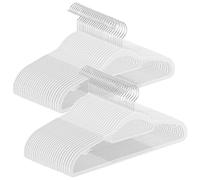 SONGMICS Grucce Appendiabiti in Plastica Antiscivolo Salvaspazio, 50 Pezzi | Antiscivolo, Salvaspazio, Spesso 0,5 cm, Largo 42 cm, Gancio Girevole a 360° Argento, Breanna CRP020W05