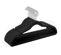 SONGMICS Grucce Appendiabiti in Velluto 20 Pezzi, Antiscivolo, Scanalature su Spalle, Barra per Pantaloni, Gancio Girevole a 360°, Salvaspazio, Spesso 0,6 cm, Largo 43 cm, Nero Semplice CRF029B02