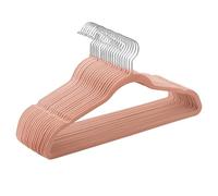 SONGMICS Grucce Appendiabiti in Velluto, 20 Pezzi, Salvaspazio e Antiscivolo, Gancio Girevole a 360°, Spesso 0,6 cm, Largo 41,5 cm, Cappotti Pantaloni, Rosa Chiaro e Argento CRF026R20