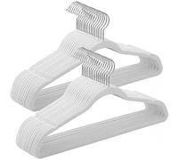 SONGMICS Grucce Appendiabiti in Velluto, 30 Pezzi, Salvaspazio e Antiscivolo, Gancio Girevole a 360°, Spesso 0,6 cm, Largo 41,5 cm, Cappotti Pantaloni, Bianco Nuvola e Argento CRF026W02