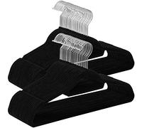 SONGMICS Grucce Appendiabiti in Velluto, 50 Pezzi, Salvaspazio e Antiscivolo, Gancio Girevole a 360°, Spesso 0,6 cm, Largo 43,5 cm, Cappotti Pantaloni, Nero Inchiostro e Argento CRF50B