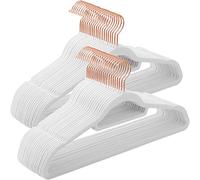 SONGMICS Grucce Appendiabiti in Velluto, 50 Pezzi, Salvaspazio e Antiscivolo, Porta Cravatte, Gancio Girevole a 360°, Spesso 0,6 cm, Largo 43,5 cm, Cappotti Pantaloni, Bianco Nuvola CRF021W02