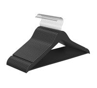 SONGMICS Grucce Appendiabiti, Legno di Betulla, 20 Pezzi | Appendini Salvaspazio, Scanalature su Spalle, Gancio Girevole a 360°, Nero, Collezione CASON CRW040B01