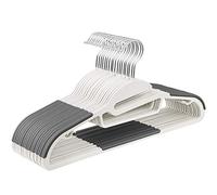 SONGMICS Grucce in Plastica 20 Pezzi, Apertura per Collo Stretto, Antiscivolo e Salvaspazio, Spessore 0,5 cm, Larghezza 41,5 cm, Gancio Girevole a 360°, Bianco e Grigio Scuro CRP041WG02