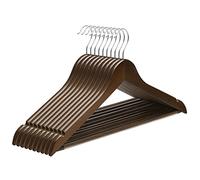 SONGMICS Grucce Legno, 10 Pezzi, con Barra Portapantaloni Antiscivolo