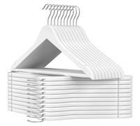 SONGMICS Grucce Legno 20 Pezzi Appendiabiti con Scanalature su Bianco + Argento