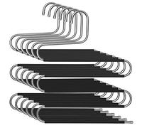 SONGMICS Grucce Multiple per Pantaloni, Set di 6, in Acciaio a 5 Strati | Appendini a S Salvaspazio, Multiuso e Antiscivolo, Color Nero, Collezione PATIYA CRI043B01