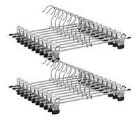 SONGMICS Grucce Pantaloni in Metallo, 20 Pezzi, Grucce Appendiabiti con Pinze per Gonne Calze, Lunghezza 31 cm, Capacità di Carico Elevata, Cromato, Argento Metallizzato e Nero Inchiostro CRI003-20