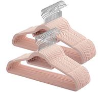 SONGMICS Grucce Vellutate, Set di 100 Grucce Antiscivolo, Spessore di 0,6 cm, Salvaspazio, con Gancio Girevole a 360°, 45 cm, per Cappotti, Giacche, Camicie, Gonne, e Pantaloni, Rosa Chiaro CRF100PK