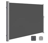 SONGMICS GSA180TG Tenda da sole laterale con cassonetto in acciaio resistente alla ruggine, allungabile, da 180 x 300 cm, protezione da sguardi indiscreti, per balcone, terrazza, giardino, antracite