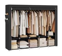 SONGMICS Guardaroba, Armadio Portatile, 5 Barre Appendiabiti, Ripiani, 4 Tasche Laterali, 45 x 211 x 167 cm, Grande Capienza per Camera da Letto, Soggiorno, Nero Inchiostro RYG095B01