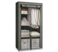 SONGMICS Guardaroba in Tessuto, Armadio Pieghevole, 6 Ripiani e 1 Barra Appendiabiti, Struttura in Metallo, 45 x 88 x 168 cm, per Camera da Letto, Cabina Armadio, Verde Salvia RYG084C02