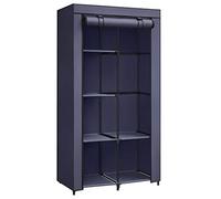 SONGMICS Guardaroba in Tessuto, Armadio Pieghevole, 6 Ripiani e 1 Barra Appendiabiti, Struttura in Metallo, 45 x 88 x 168 cm, per Camera da Letto, Cabina Armadio, Blu Scuro RYG084I02
