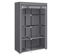 SONGMICS Guardaroba in Tessuto, Armadio Pieghevole, 6 Ripiani e 1 Barra Appendiabiti, Struttura in Metallo, 45 x 105 x 168 cm, per Camera da Letto, Cabina Armadio, Grigio RYG085G02