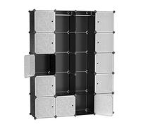 Songmics Guardaroba Modulare Armadietto Scaffale a 5 Ripiani 4 Righe con Scompartimenti Cubi Mobiletto Nero Floreale 143 x 36 x 178 cm LPC30H