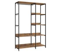 SONGMICS Guardaroba, Stand Appendiabiti, Armadio Aperto con Aste per Appendere, Ripiani Portaoggetti, Ganci Rimovibili, 98 x 40 x 181 cm, Marrone Vintage RGR024B01
