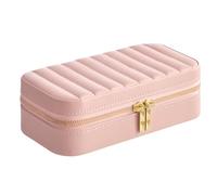 SONGMICS HOME ANAH Collezione - Portagioie da Viaggio, Piccola Scatola Porta Gioielli con Specchio, 10,5 x 20,5 x 6 cm, PU con Cucitura, Portatile, Cerniere, Idea Regalo, Rosa Pastello JBC180S01