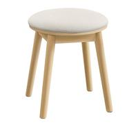 SONGMICS HOME BOHOVEN Collezione - Sgabello per Toeletta e Trucco, Gambe in Legno, Poggiapiedi Rotondo, Cuscinetti Antiscivolo, per Camera da Letto, Bianco Crema e Beige Rovere