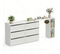 SONGMICS HOME Cassettiera Camera da Letto in Truciolato e MDF, Comò Moderno con 6 Cassetti, Mobile Salvaspazio, 153 x 39 x 73,9 cm, Bianco, per Soggiorno e Ingresso, Collezione KADIN LTS656W01