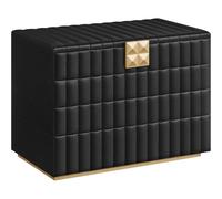 SONGMICS HOME Collezione ANAH - Portagioie impilabile con specchio, organizer per gioielli a 4 strati, superficie in PU con cuciture, 17 x 28 x 20,5 cm, effetto galleggiante, idea regalo, nero