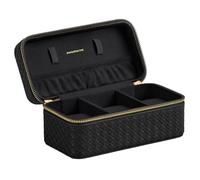 SONGMICS HOME Collezione RONNE - Porta Orologi da Viaggio, Scatola per 3 Orologi, PU con Intrecciatura Goffrata, 10 x 20 x 9 cm, Regalo, Esterno Nero Inchiostro, Interno Nero Inchiostro JWB017B01