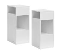 SONGMICS HOME Comodini Sottili, Snapsemble Montaggio Rapido, Set di 2 Tavolini con 2 Scomparti Aperti e 1 Cassetto, per Camera da Letto, 30 x 25 x 59,4 cm, Bianco Neve LET912WE01