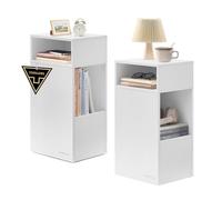 SONGMICS HOME Comodini Sottili, Toolless Montaggio Super Veloce Senza Attrezzi, Set di 2 Tavolini con 2 Scomparti Aperti e 1 Cassetto, per Camera da Letto, 30 x 25 x 59,4 cm, Bianco Neve LET912WE01