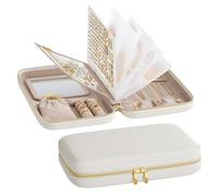 SONGMICS HOME Custodia per gioielli da viaggio, scatola organizer per gioielli con specchio, custodia per gioielli, pelle PU goffrata intrecciata, guscio rigido, grande capacità, idea regalo, colore