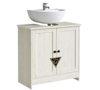 SONGMICS HOME Mobile Sottolavabo da Bagno, Montaggio Rapido Senza Attrezzi Toolless, Mobiletto con Ripiano Regolabile per Lavabo senza Colonna, Bianco Vintage BBC222WJ01