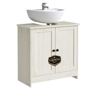 SONGMICS HOME Mobile Sottolavabo da Bagno, Snapsemble Montaggio Rapido, Mobiletto con Ripiano Regolabile per Lavabo senza Colonna, Bianco Vintage BBC222WJ01