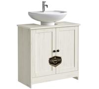 SONGMICS HOME Mobile Sottolavabo da Bagno, Snapsemble Montaggio Rapido, Mobiletto con Ripiano Regolabile per Lavabo con o senza Colonna, Bianco Vintage BBC223WJ01