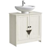 SONGMICS HOME Mobile Sottolavabo da Bagno, Toolless Montaggio Super Veloce Senza Attrezzi, Mobiletto con Ripiano Regolabile per Lavabo con o senza Colonna, Bianco Vintage BBC223WJ01